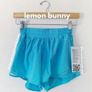 lululemon Hotty Hot Low-Rise Lined Short 4" Electric Turquoise Blue Size 4 NWT